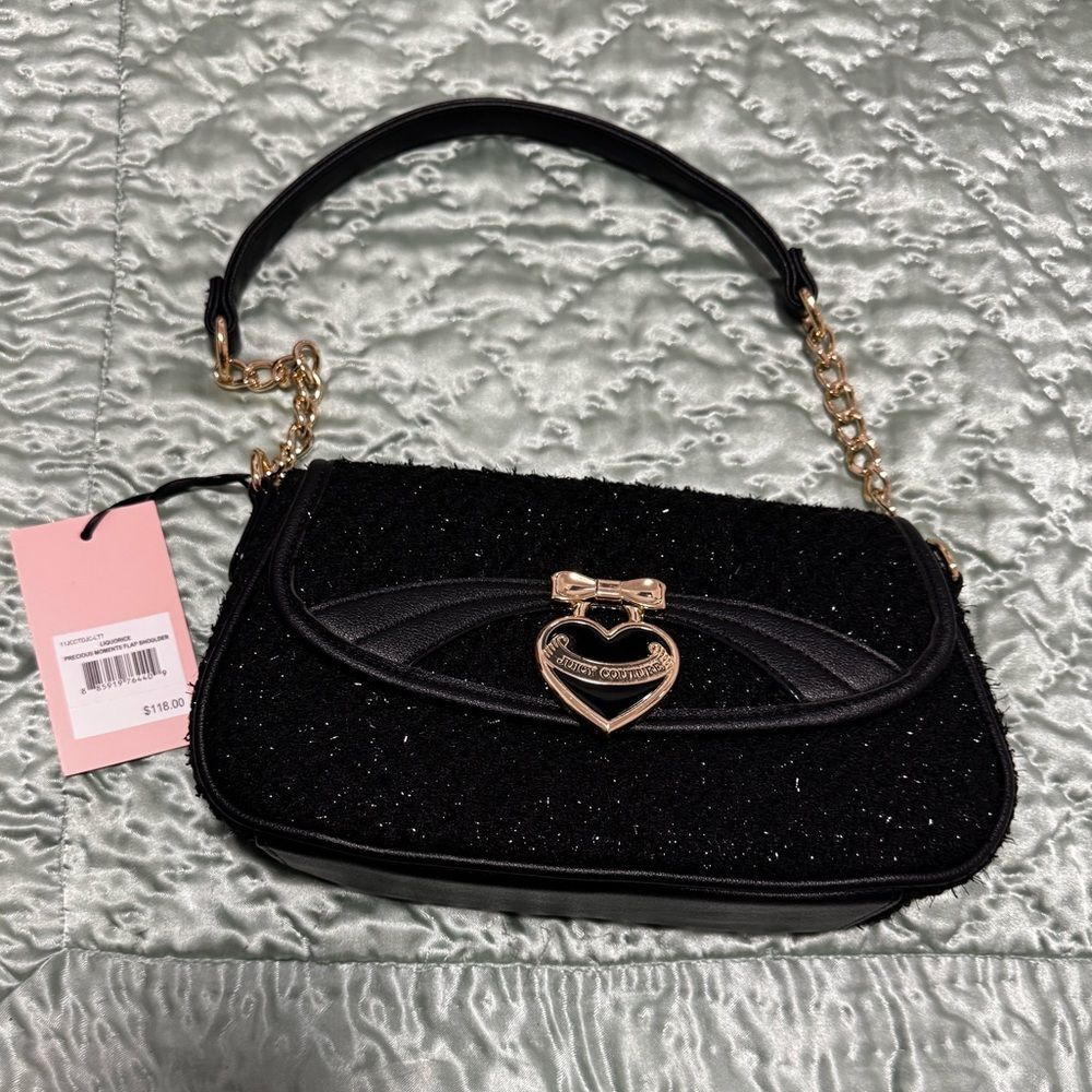 NEW Juicy Couture Black Precious Moments Flap
Tweed Shoulder Bag NWT